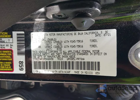 2021 Toyota Tacoma Sr V6 из США, поврежденный, VIN 3TMCZ5AN3MM440498